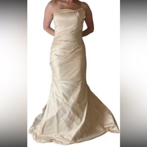NWT Maggie Sottero Haute couture Champagne strapless wedding dress size 10